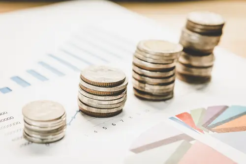 charts, graphs and coins