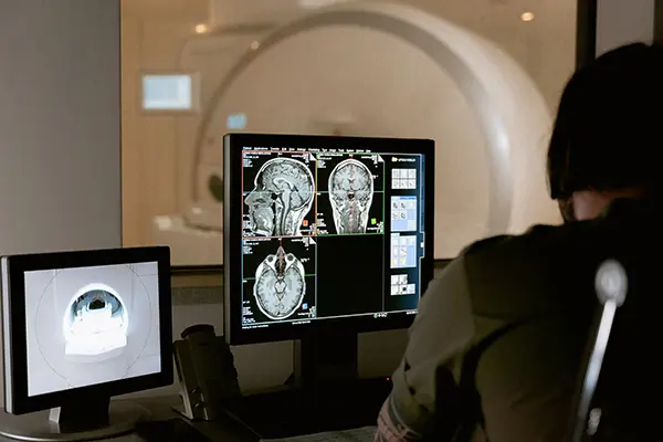 Diagnostic images on monitor screen