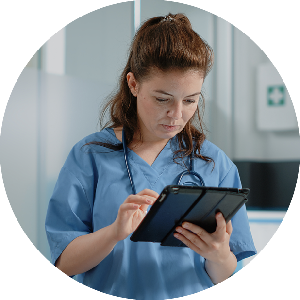 Clinician on tablet device