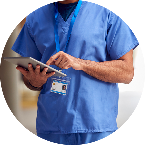 Clinician on tablet device