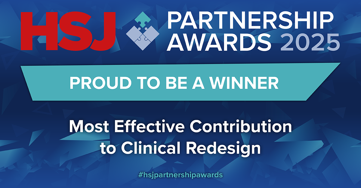 HSJ Partnership Awards logo for winner of Most Effective Contribution to Clinical Redesign Awards for 2025