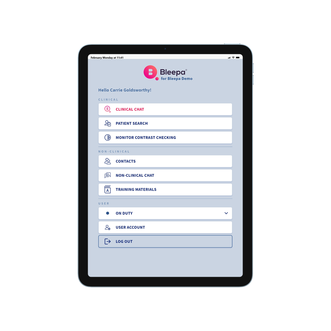 Bleepa home screen in demo mode